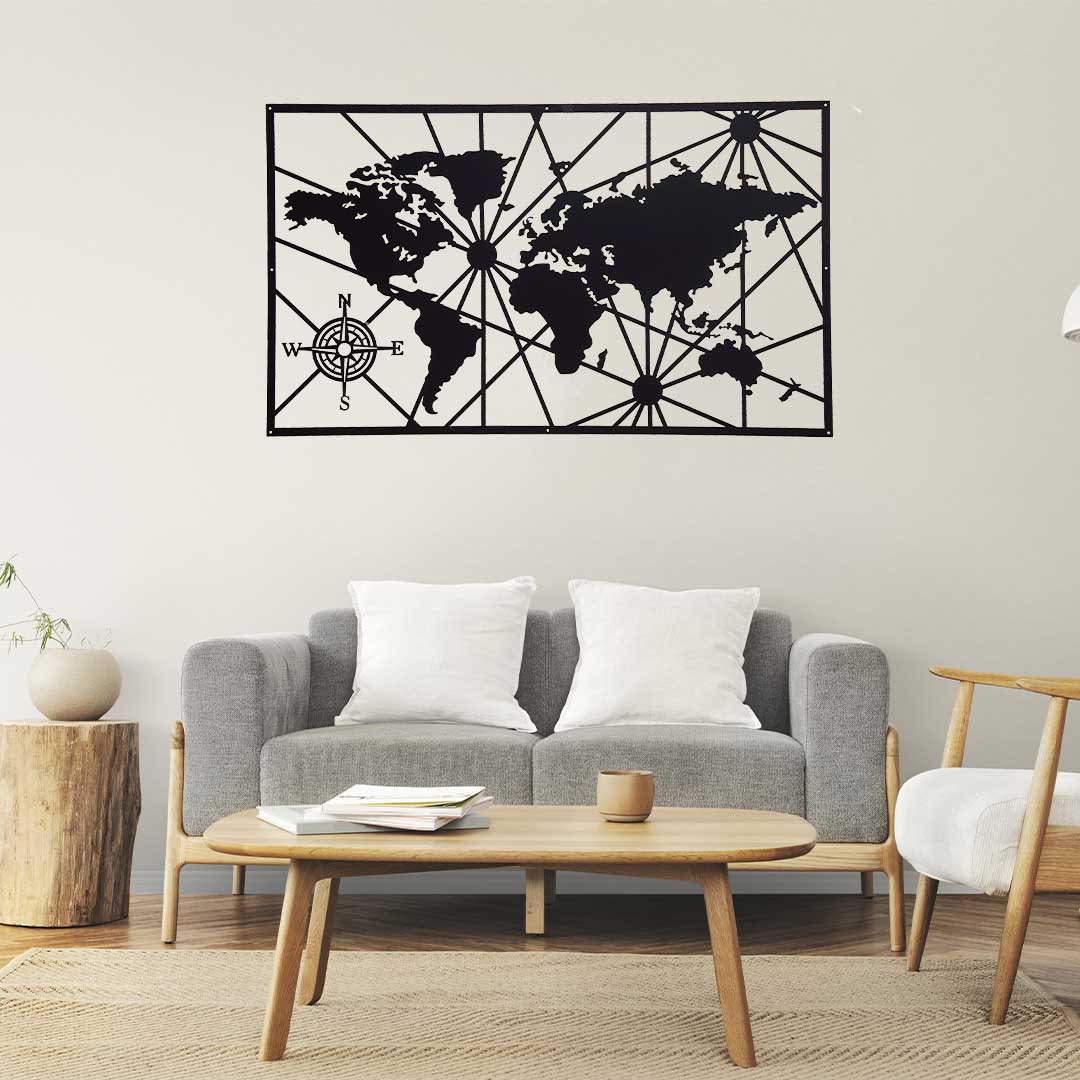 World Map Metal Wall Decor